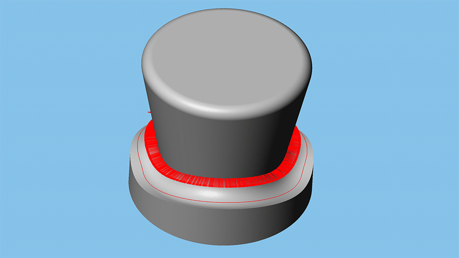 3D工具補正ツールパスは、工具の接触ポイントの座標と法線ベクトルのセットを出力します。