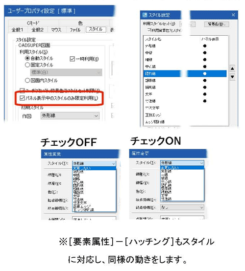操作パネル上に表示されているスタイルに限定する設定を設置しました。
